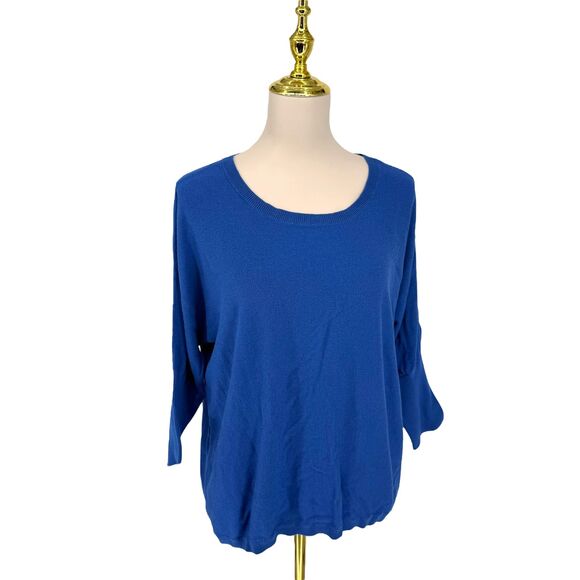 a.n.a A New Approach Pullover Sweater Women’s XL Blue Ribbed Knit 3/4 Sleeve GUC - Picture 6 of 14